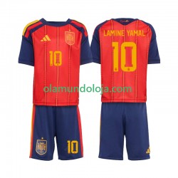 Camisola Espanha Lamine Yamal 10 Criança Equipamento Primeiro Copa do Mundo 2026 Manga Curta